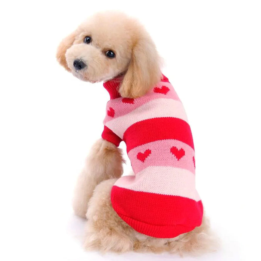 Cute Striped Acrylic Eco-Friendly Dog & Cat Sweater Soft Warm Breathable Winter Coat for Small/Medium Pets