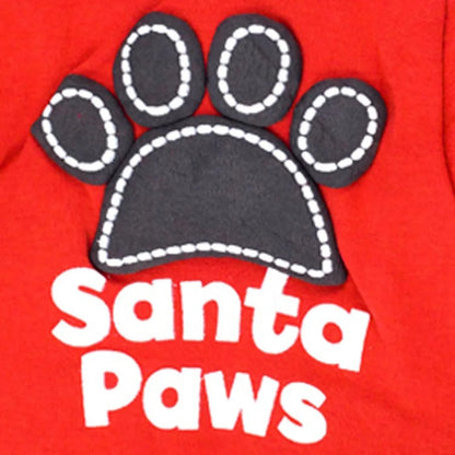 Christmas Santa Paws Printed Dog Clothing Custom Size Cotton Sweater Hoodie Modern Classic Western Cute Pet Shirt Summer Spring