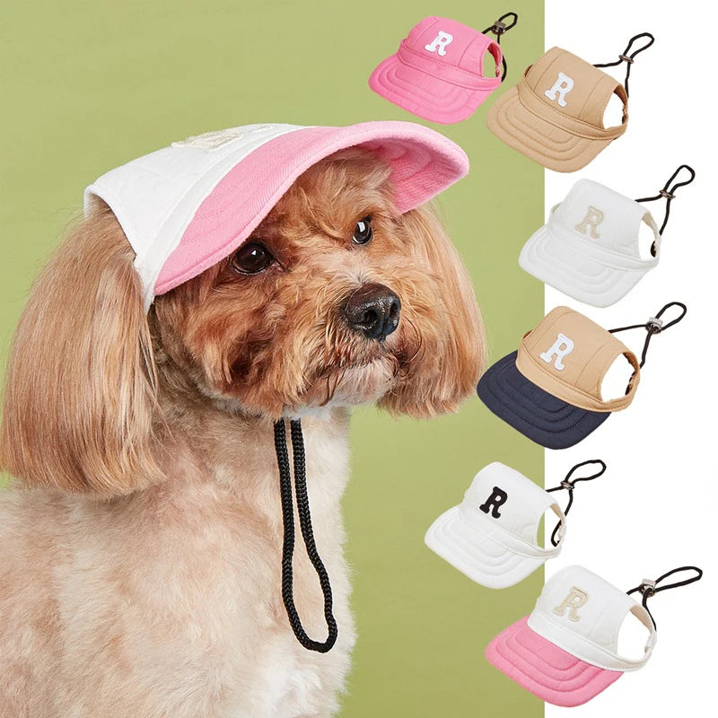 Adjustable Comfortable Eco-Friendly Breathable Solid Canvas Cats Pet Hat Summer Fashion Sport Style Baseball Ear Cap Flat