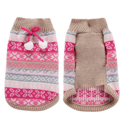 Cute Winter Knitting Patterns Pet Clothes Dog Sweater with Bowknot Christmas Snow for Furry Friends
