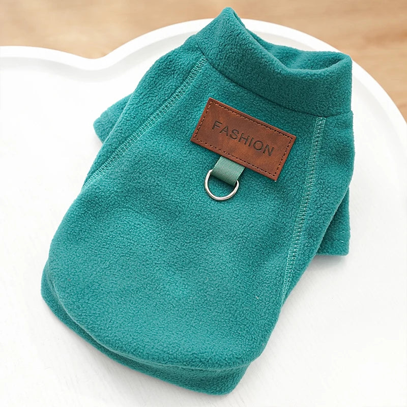 Wholesale 10 Colors Leisure Fashionable Comfortable Polyester Pet Fleece Jacket Sweater Cute Cat Clothes Harness Ring Big Dogs