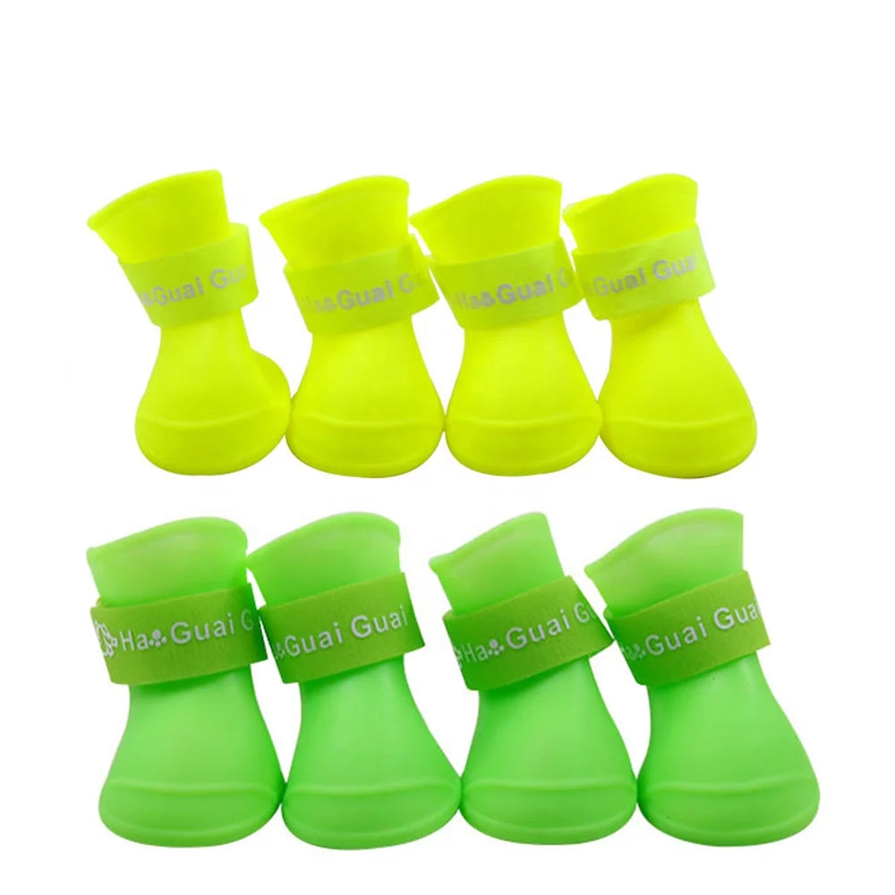 Pet Rain Boots for Dogs Eco-Friendly Cute Waterproof PVC Rubber Elastic Strap Non-Slip Sole Solid for Outdoor Walks 8 Colors All