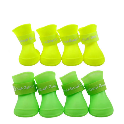 Pet Rain Boots for Dogs Eco-Friendly Cute Waterproof PVC Rubber Elastic Strap Non-Slip Sole Solid for Outdoor Walks 8 Colors All