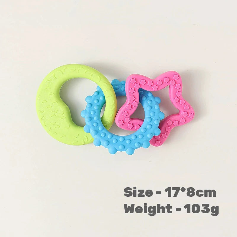 Hot Sale Eco-Friendly TPR Dog Chew Toys Set-Durable Teeth Cleaning Cartoon Molar Teething Rings Bone Star Shapes Puppies Daily