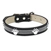 Modern Solid Reflective PU Dog Collar Paw Print Decor Durable Adjustable Pet Dogs Night Safety Design Reflective Strip