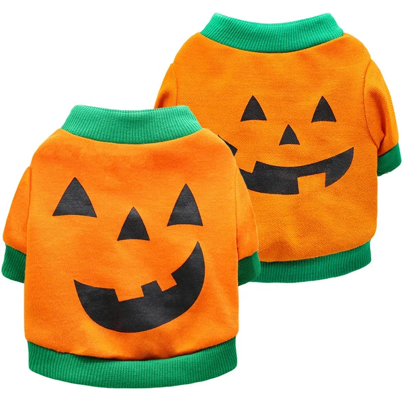 Wholesale Best Price Pumpkin Head Pet Sweatershirt Print Design Summer Winter Halloween Style Apparel for Dogs and Cats