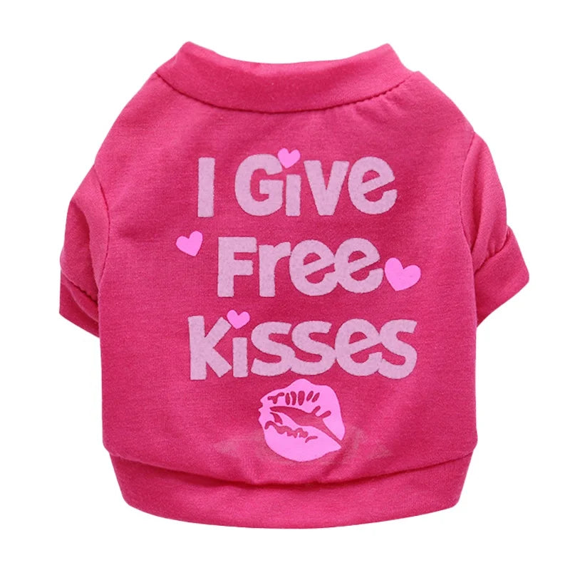 GorisPet Cute Summer Breathable Cotton Dog T-Shirts Lovely Pink Funny Words Print Spring Autumn Available XS XL Sizes