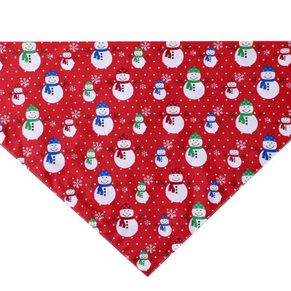 Adjustable Triangle GorisPet Eco-Friendly Durable Pet Bandana Cute Summer Winter Holiday Snowman Print Linen Cotton Polyester