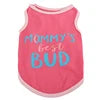 European American Style Summer XS Polyester Dog Vest High Elastic 'Free Kisses' and 'Love Mom Dad' Printed Stripe Pet Clothes