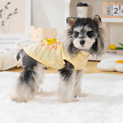 Soft Cotton Sleeveless Pet Vest Shirt Strawberry Banana Print Cute Farmhouse Design for Small Dogs Cats-Breathable Summer Daily