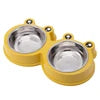 Eco-friendly Small Dog Double Bowls Cute Frog Shape Plastic & Stainless Steel Pet Cat Food Mixing Bowl Water Feeding ODM Supply