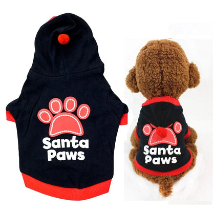Christmas Santa Paws Printed Dog Clothing Custom Size Cotton Sweater Hoodie Modern Classic Western Cute Pet Shirt Summer Spring