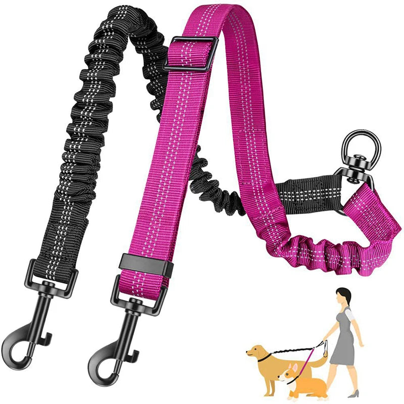 Hot Selling Double-Headed Automatic Retractable Nylon Reflective Fashion Sport Modern Pet Traction Leash for 2 Dogs Animal