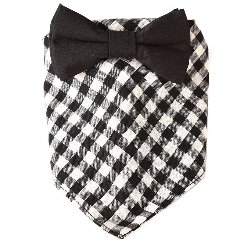 Classic Plaid Pattern Cotton Cute Bow Tie Decoration Multiple Sizes Pet Dog Bandana for All Seasons