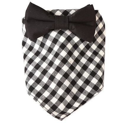 Classic Plaid Pattern Cotton Cute Bow Tie Decoration Multiple Sizes Pet Dog Bandana for All Seasons