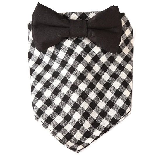 Classic Plaid Pattern Cotton Cute Bow Tie Decoration Multiple Sizes Pet Dog Bandana for All Seasons