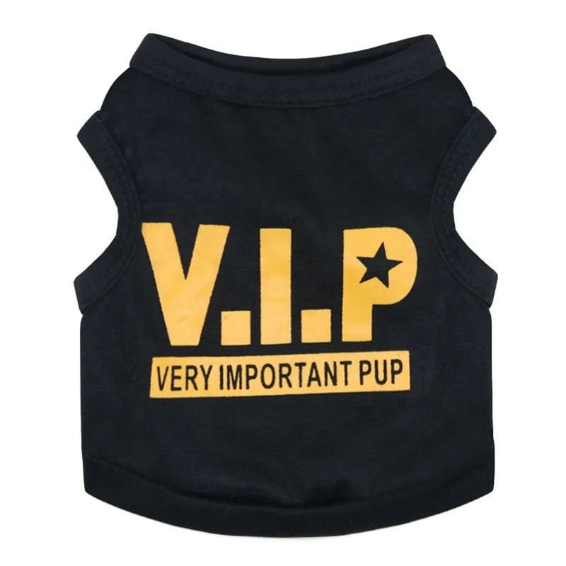 Cool VIP Custom Cotton Dog Clothes for Small Dogs Funny Printed Summer Pet Accessory Sustainable Apparel for Spring