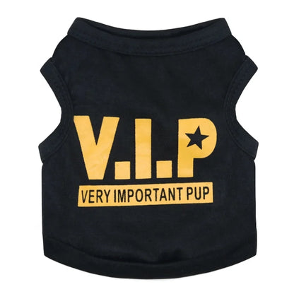 Cool VIP Custom Cotton Dog Clothes for Small Dogs Funny Printed Summer Pet Accessory Sustainable Apparel for Spring