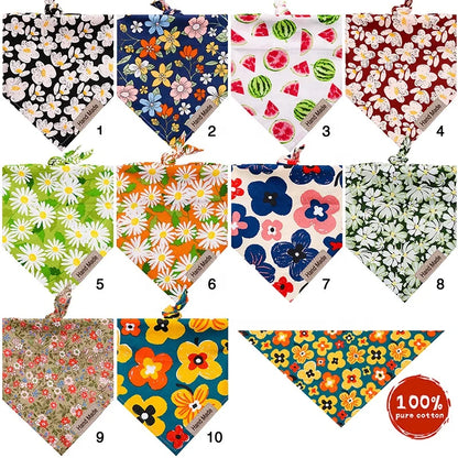 Floral Bandana Triangle Scarf for Dogs New Spring Summer Pet Apparel Accessory with Printed Flowers for Winter Fall Seasons