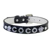 Custom Name GorisPet Luxury Dog Collar Rhinestone Letters DIY Personalized PU Pet Collar for Dogs Cats Sparkly Glitter