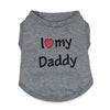 Wholesale Cute I Love Daddy Mommy Printed Cotton Dog T Shirts Tank Tops in XS S XL Sizes for Spring Summer Autumn Seasons