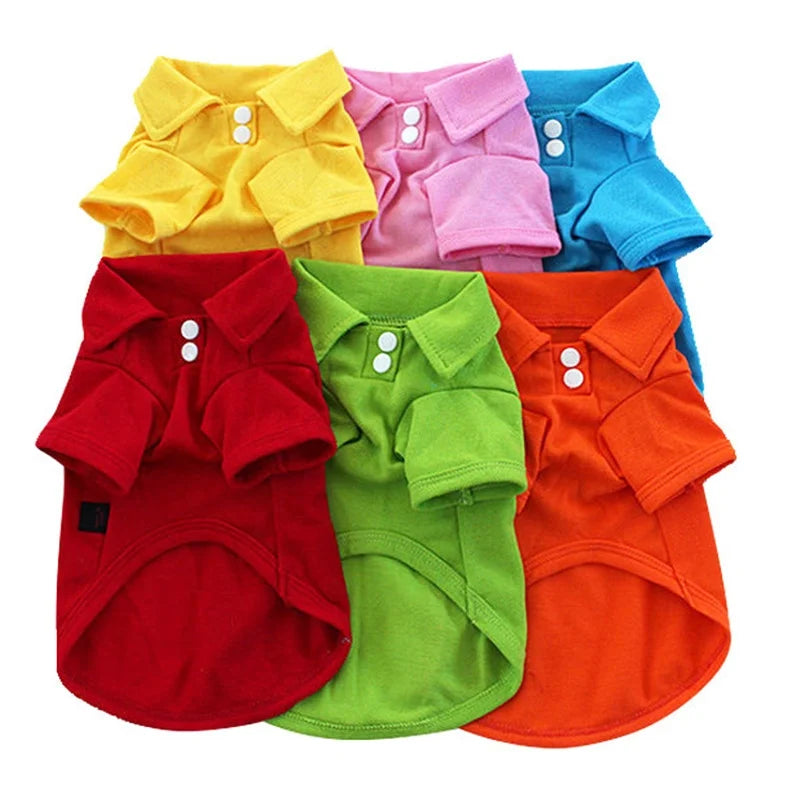 Soft Cotton Classic Solid Plain Dog Polo Shirt Coat for Pets Candy Colors Summer/Spring Seasons XS/XXL Sizes