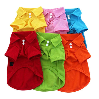Soft Cotton Classic Solid Plain Dog Polo Shirt Coat for Pets Candy Colors Summer/Spring Seasons XS/XXL Sizes
