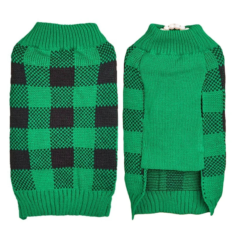 Classic Checkered Pattern Simple Sport Dog Sweater All-Match Contrast Color Designer Style Winter Pet Coat XS Size