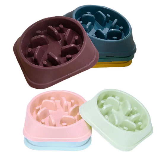 Eco-Friendly Lightweight Anti-Slip Bottom Dog Food Bowl Chew Proof Slow Feeder in 7 Colors PP Material Indoor Use for Pets
