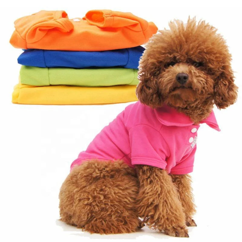Soft Cotton Classic Solid Plain Dog Polo Shirt Coat for Pets Candy Colors Summer/Spring Seasons XS/XXL Sizes