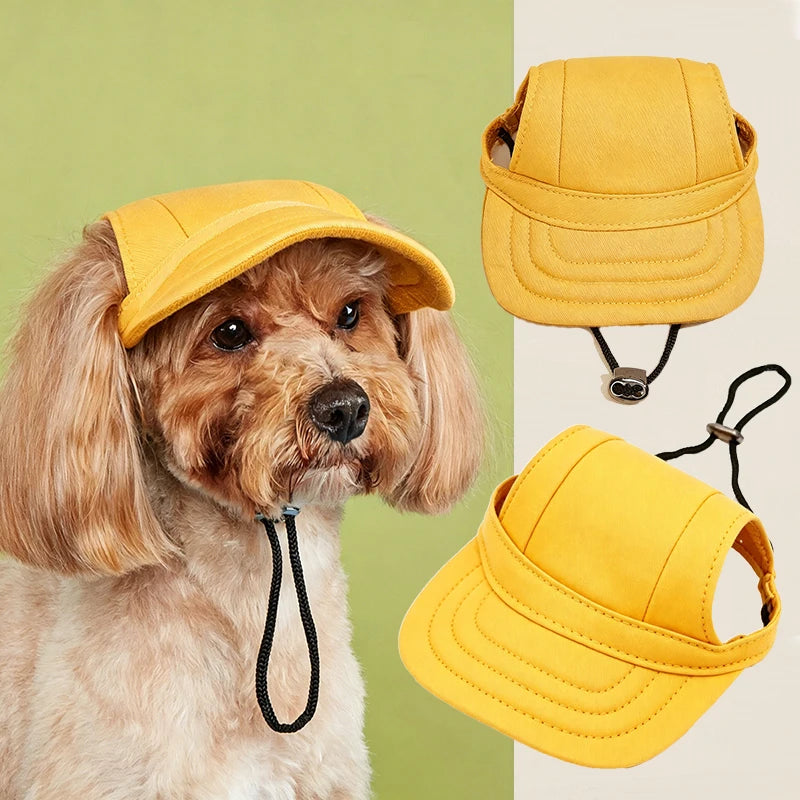 Canvas Pet Baseball Cap Ear Holes Adjustable Sun Visor Hat for Dogs Cats Solid Ins Breathable Summer Outdoor Accessory Multiple
