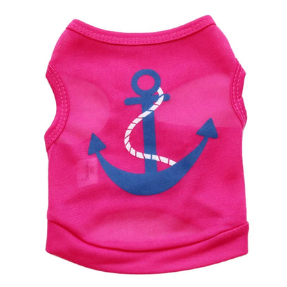 Fashion Anchor Printed Cotton-Polyester Summer Shirts for Small Dogs Bulk T-Shirts for Dogs for Spring Season