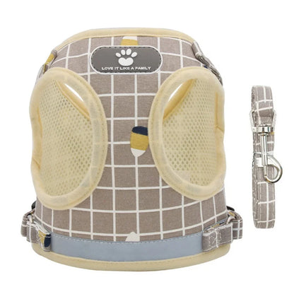 Classic GorisPet Polyester Pet Harness Reflective Stripe Breathable Mesh Illuminated Lights Plaid Cat Leash Small Dogs Fur All
