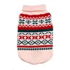 Christmas Fair Isle Pattern Eco-Friendly Acrylic Dog Sweater Pink Turtleneck Pullover Geometric Print Warm Winter Clothes for