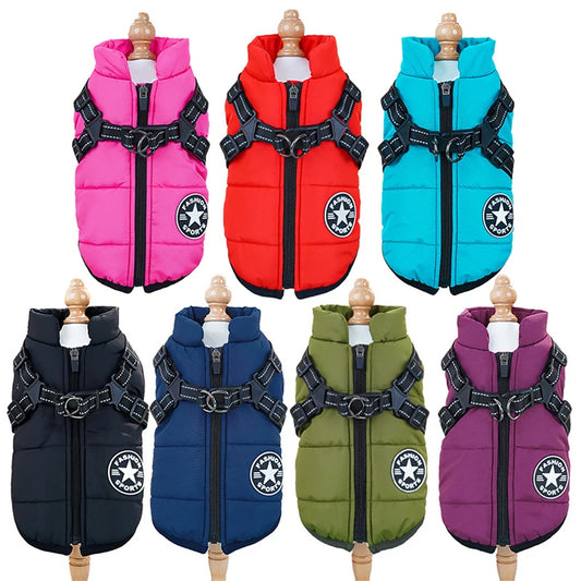 Thick Warm Winter Dog Coat Waterproof Quilted Polyester Jacket Leisure Sports Modern Nordic Design Outdoor Use Soft Fleece Lined