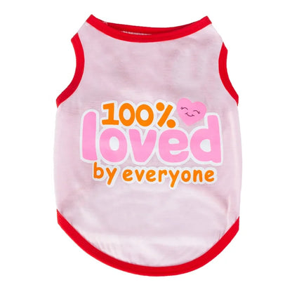 Funny Printing "100% Loved by Everyone" Dog Vest T-Shirts Ice Cream Color for Summer Winter Spring Camps Pet Cute Tank