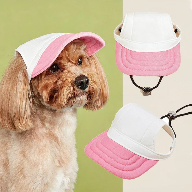 Canvas Pet Baseball Cap Ear Holes Adjustable Sun Visor Hat for Dogs Cats Solid Ins Breathable Summer Outdoor Accessory Multiple