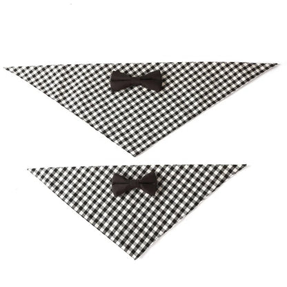 Classic Plaid Pattern Cotton Cute Bow Tie Decoration Multiple Sizes Pet Dog Bandana for All Seasons