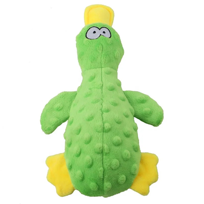 Durable Eco-Friendly Funny Squeaky Duck Dog Chew Toy with Crinkle Paper Inside Plush Bird