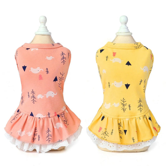 Cute Animal Printing Cotton Pet Coats Leisure Style for Small Dogs Autumn Spring Summer Sizes XXL XL