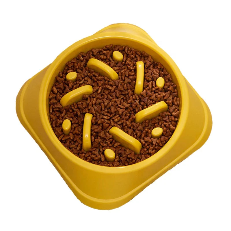Eco-Friendly Lightweight Anti-Slip Bottom Dog Food Bowl Chew Proof Slow Feeder in 7 Colors PP Material Indoor Use for Pets