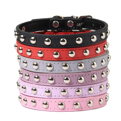 Luxury Classic PU Leather Dog Collar Studs Houndstooth Pattern-13 Colors Available Stylish for Dogs Cats Durable All Seasons