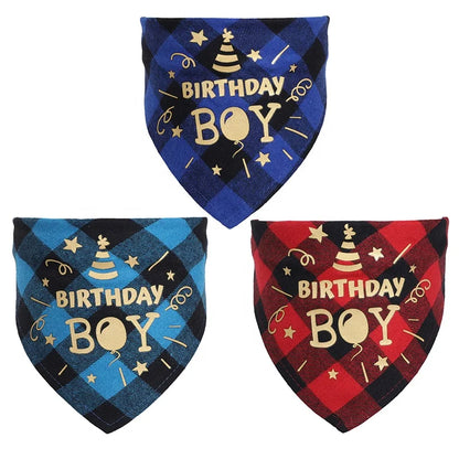 Custom Design Cotton Cat Scarf Dog Bandana Fashion Print Happy Birthday BOY GIRL Adjustable Triangle Spring Summer Winter