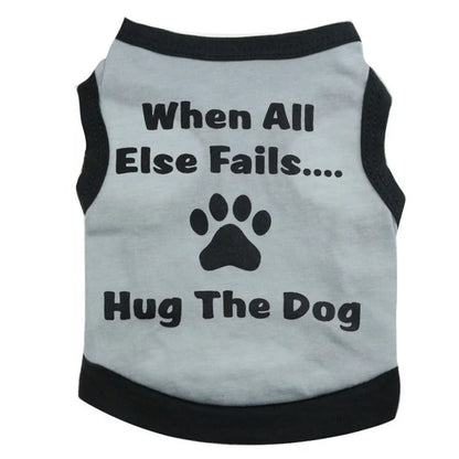 Luxury Summer Cool Pet T-Shirt Apparel with Cute Paws Hugging a Dog Modern Print for Spring Season
