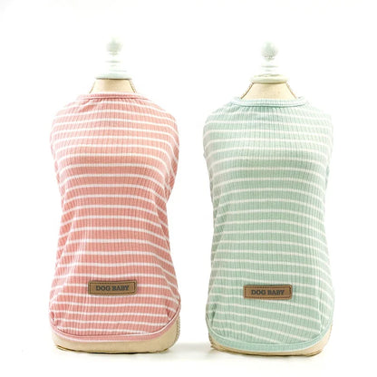 Comfortable Striped Dog Cat T-Shirt Polyester Cotton Blend Breathable Classic Design Spring/Summer/Fall 5 Colors Available Hand