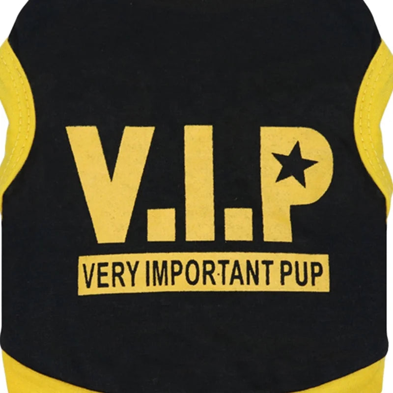 Cool VIP Custom Cotton Dog Clothes for Small Dogs Funny Printed Summer Pet Accessory Sustainable Apparel for Spring