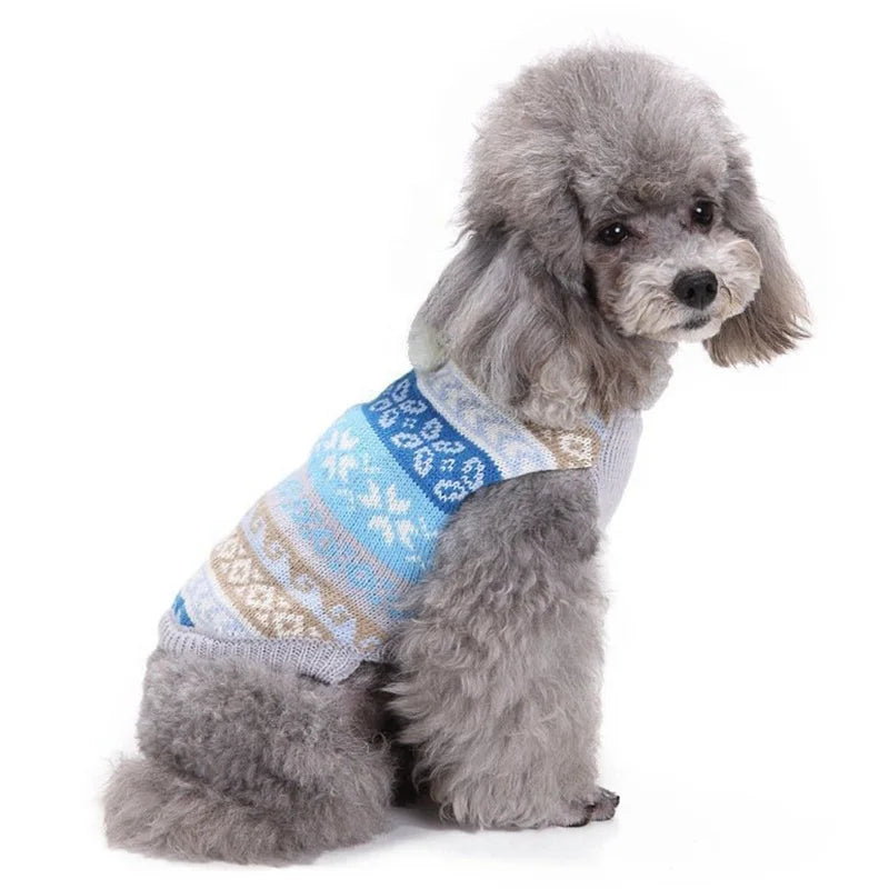 Cute Winter Knitting Patterns Pet Clothes Dog Sweater with Bowknot Christmas Snow for Furry Friends