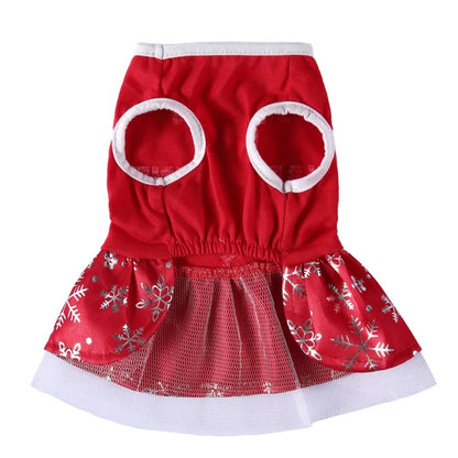 Valentine Dress for Dogs-Red 'Sweet Lil Valentine' Holiday Outfit Snowflake Print Polyester Cute Lightweight Dog Summer Spring