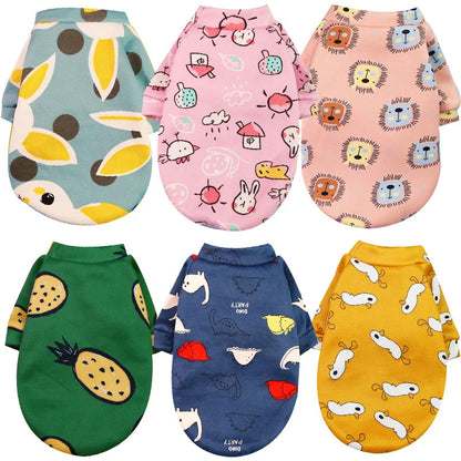 Super Cute Polyester Pet Apparel Fleece Lined Sweatshirt Dino Strawberry Bear Patterns Warm Dog Cat Clothing for Winter Spring