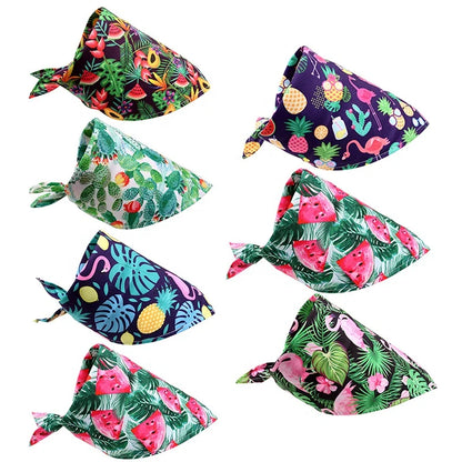 Cool Summer Dog Bandana Hawaii Style Flamingo Fruit Flower Leaves Printing Custom Thick Hat Made Polyester Cotton Winter Spring